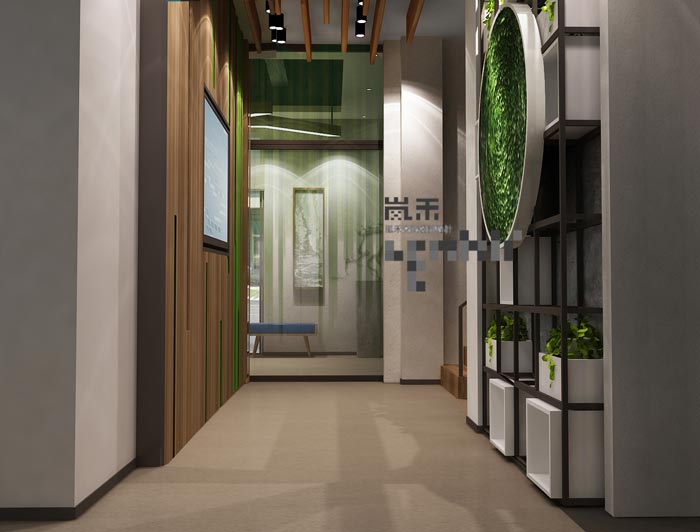 1000平方大型创意办公室过道装修设计案例效果图