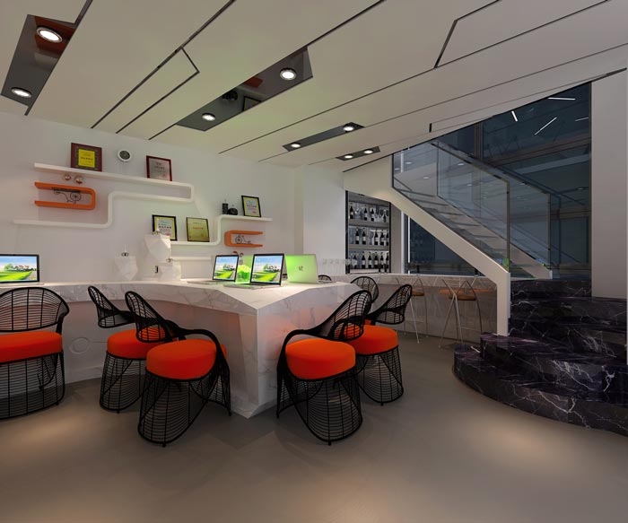 180平方小型办公室办公区域装修设计案例效果图