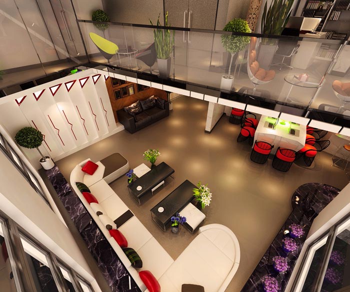 180平方小型办公室俯视图