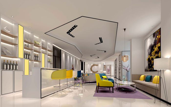 780平方中型创意办公室前台装修设计案例效果图