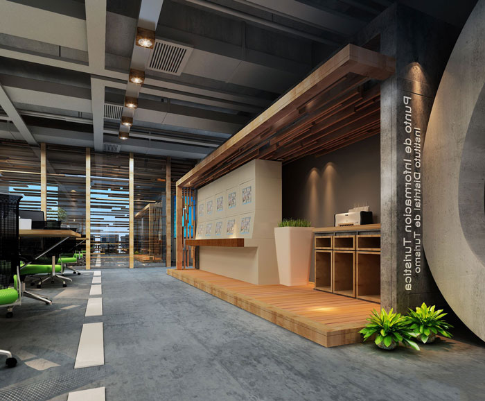 1100平方教育集团办公室过道装修设计案例效果图