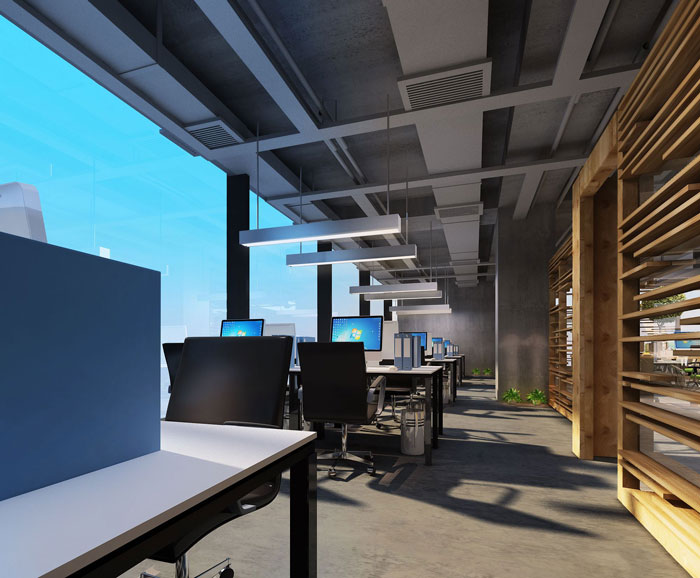 1100平方教育集团办公室阳台办公装修设计案例效果图