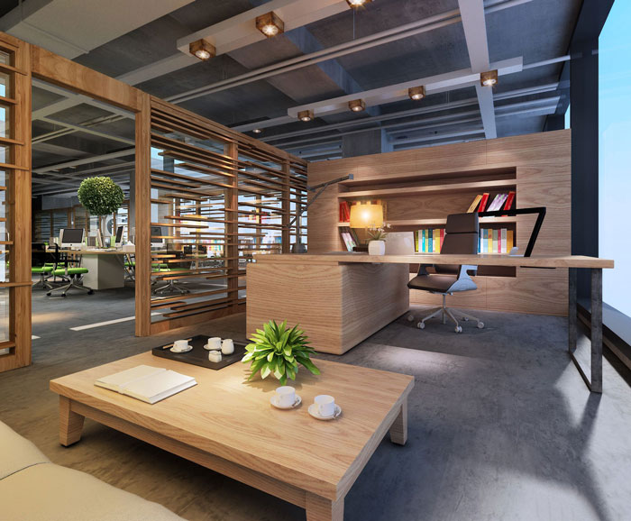 1100平方大型创意董事长办公室装修设计案例效果图