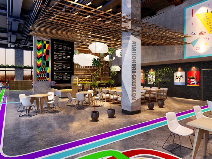 2100平方工业风办公室茶水间装修设计案例效果图