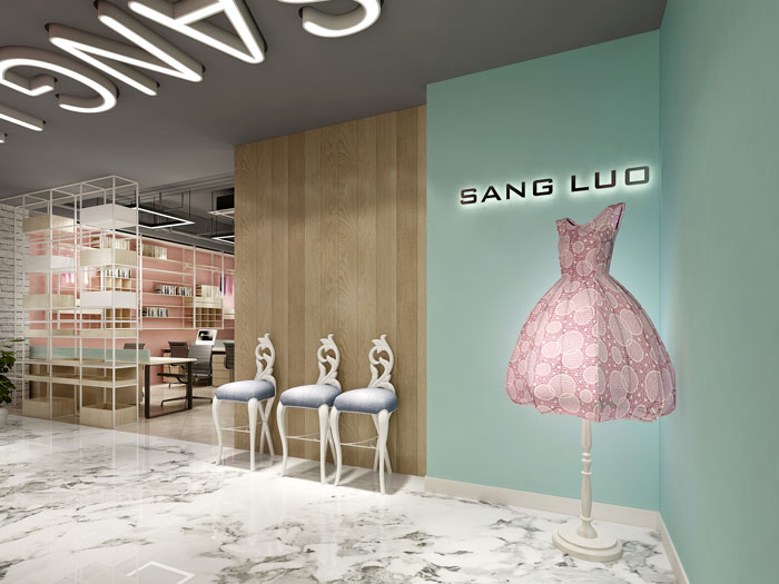 450平方服装公司办公室前台装修设计案例效果图