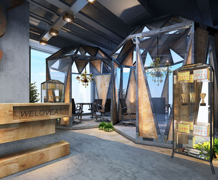 1100平方教育集团办公室前台装修设计案例效果图