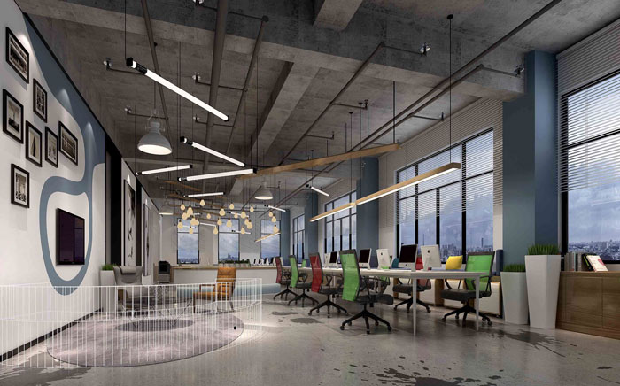 1300平方电子商务办公室办公区域装修设计案例效果图