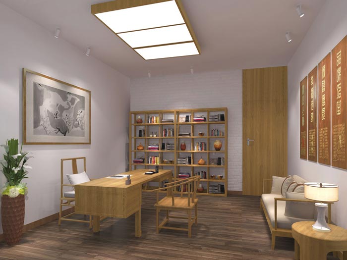 现代中式风格总经理办公室装修设计案例效果图