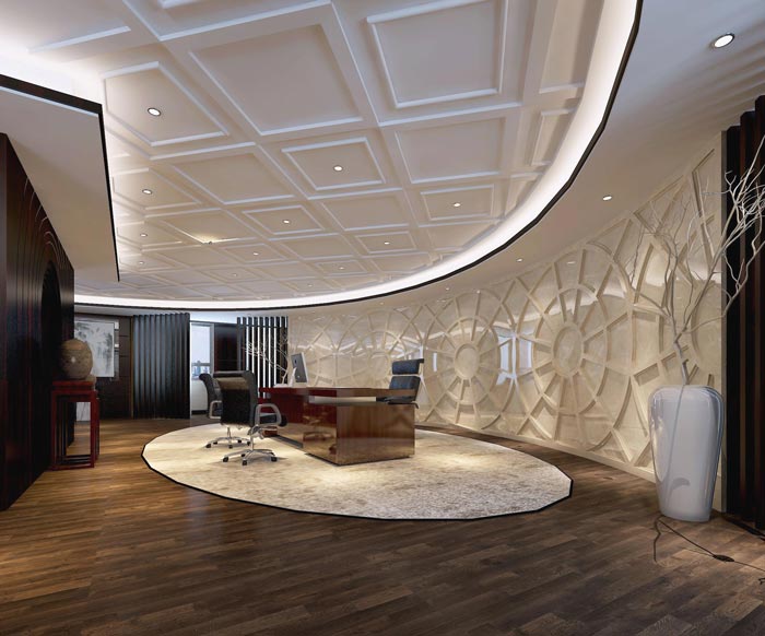 中式风格房地产管理办公室办公区装修设计案例效果图