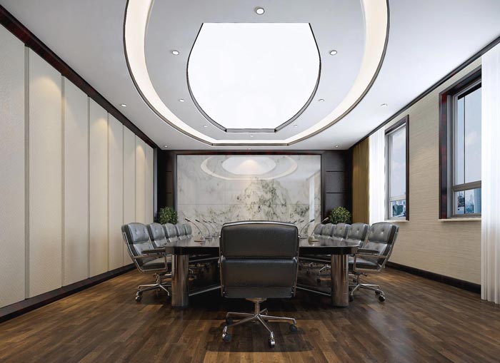 中式风格房地产管理办公室会议室装修设计案例效果图