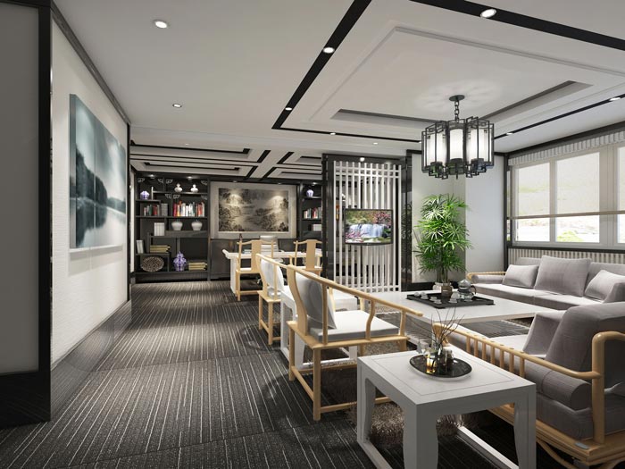 新中式禅意总经理办公室域装修设计案例效果图