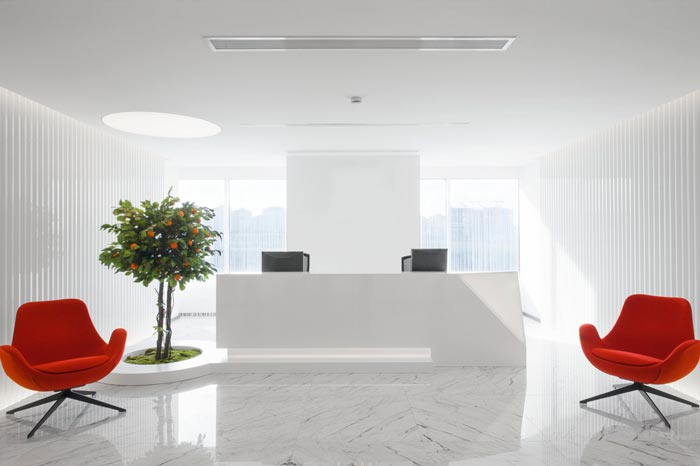 开放式办公室前台装修设计实景图