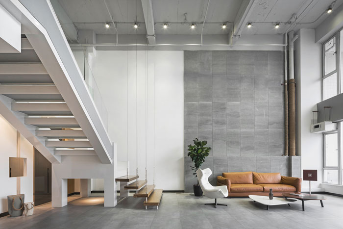 300平方loft风格办公室接待区装修设计案例效果图